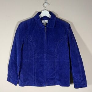 Suede Women's Jacket Full Zip Bright Royal Blue -